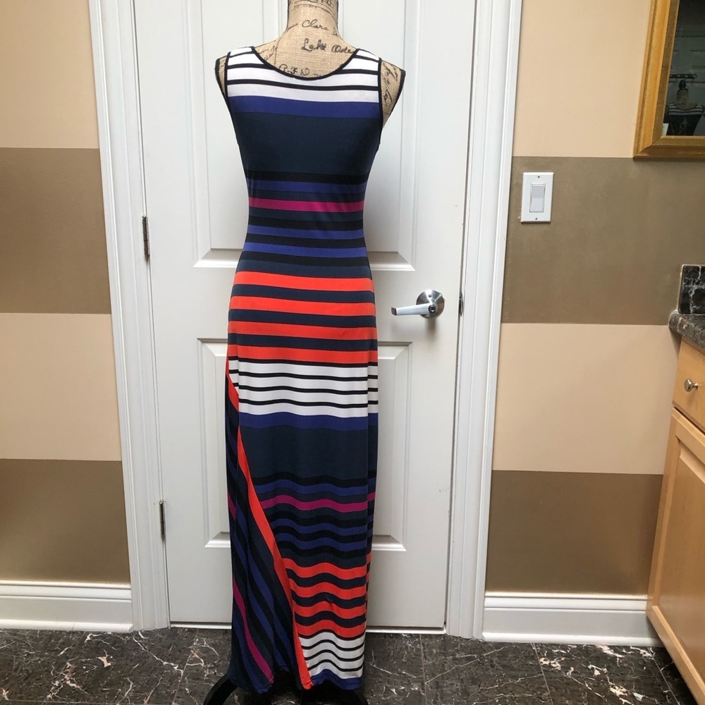 ♥️ Calvin Klein Striped Maxi Dress Size 2 - Picture 5 of 10